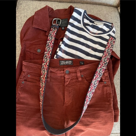 Lucky Brand Other - NWOT Lucky Brand Outfit Bundle - Rust Cord Jacket, Matching Jeans, Tee and Belt